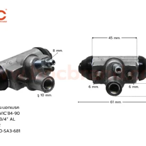 BOC : WHD-015 กระบอกเบรกหลังขวา HONDA CIVIC '84-90 RR 3/4" มีไล่ลม