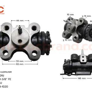 BOC : WHN-157 กระบอกเบรกหลังซ้ายบน HINO FM (226) RLU 1-3/8" มีไล่ลม