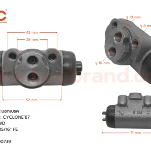 BOC : WMI-347 กระบอกเบรค MITSUBISHI CYCLONE '87 , STRADA 2WD  RL 15/16" ไม่มีไล่ลม