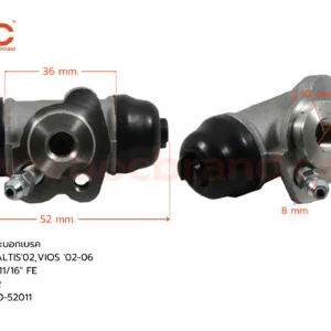 กระบอกเบรค TOYOTA ALTIS '02 , VIOS '02-06 RR 11/16" มีไล่ลม