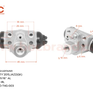 BOC : WHD-239 กระบอกเบรกหลังซ้าย-ขวา HONDA CITY 2015 (GM6),JAZZ (GK) RR-RL 11/16″ มีไล่ลม