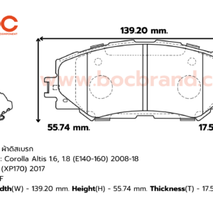 BOC : PTT-1802 F. Corolla Altis 1.6, 1.8 (E140-160) 08-18 , Sienta 1.5 (XP170) 2017-