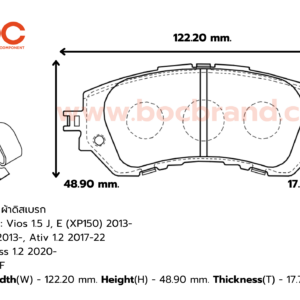 BOC : PTT-2261 F. Vios 1.5 J, E (XP150) 2013- , Yaris 1.2 2013-, Ativ 1.2 17-22 , Yaris Cross 1.2 2020-