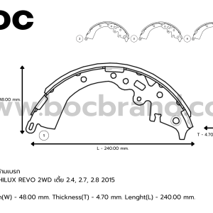 BOC : KTT-5215 ก้ามเบรก TOYOTA HILUX REVO 2WD เตี้ย 2.4, 2.7, 2.8 2015 (R)